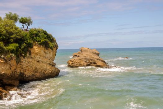 Landscape of the coast  of Biarritz, Pyrenees-Atlantiques, France, in summer.