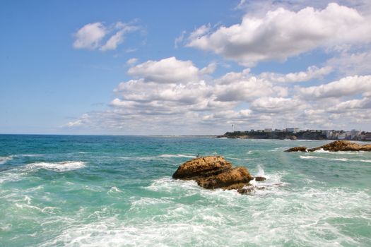Landscape of the coast  of Biarritz, Pyrenees-Atlantiques, France, in summer.