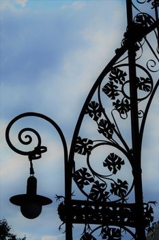 lamp post in modernist style on paseo de gracia at barcelona