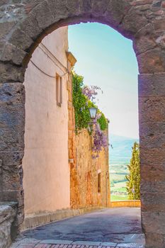 The old town of ienza, the ideal city of Renaissance, Siena, Italy