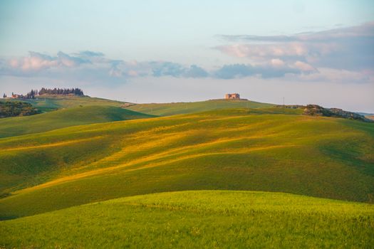 Landscape of tuscan countryside, Val d'Orcia, Siena
