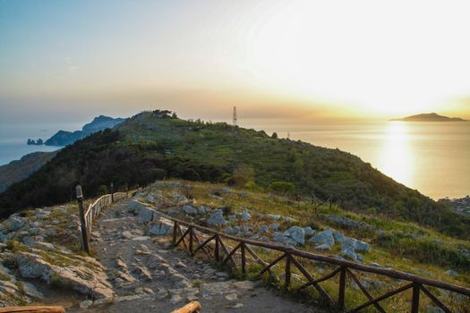 Landscape of Sorrento's peninsula from mount San Costanzo, at Massa Lubrense