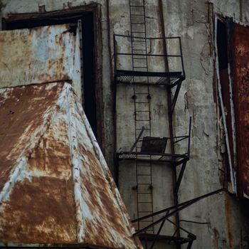 ruins of a very heavily polluted industrial factory, industrial series