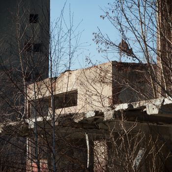 ruins of a very heavily polluted industrial factory, industrial series