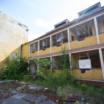 ruins of a very heavily polluted industrial factory, industrial series