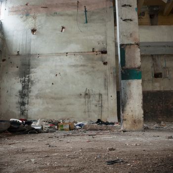 ruins of a very heavily polluted industrial factory, industrial series