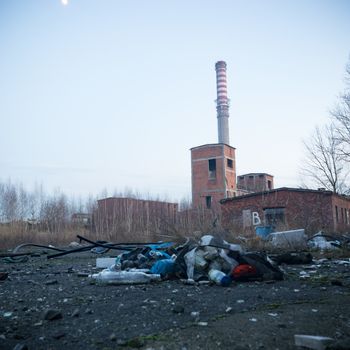 ruins of a very heavily polluted industrial factory, industrial series