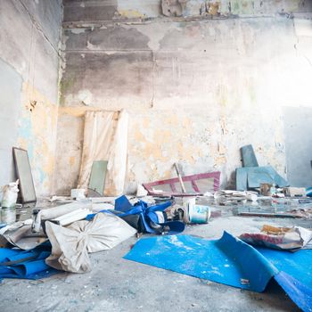ruins of a very heavily polluted industrial factory, industrial series