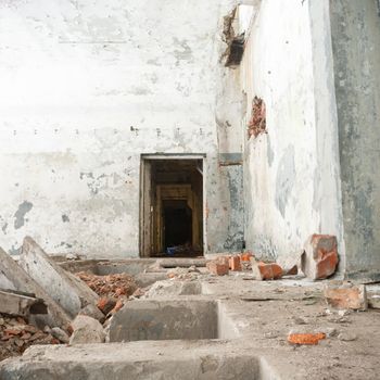 ruins of a very heavily polluted industrial factory, industrial series