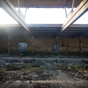 ruins of a very heavily polluted industrial factory, industrial series