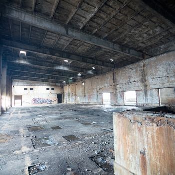 ruins of a very heavily polluted industrial factory, industrial series