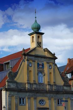 Facade of an old house in the historic old town in the center of Lüneburg