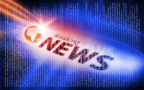 Graphical Digital Breaking News Background with Earth Globe and News text.