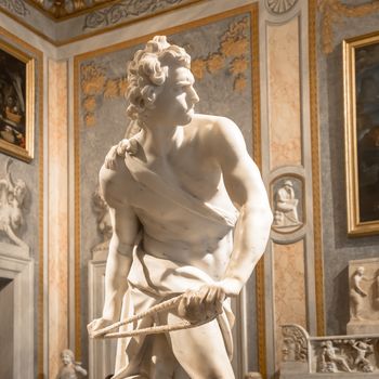 ROME, ITALY - AUGUST 24, 2018: Gian Lorenzo Bernini masterpiece, David, dated 1624