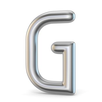 Metal alphabet symbol. Letter G 3D render illustration isolated on white background