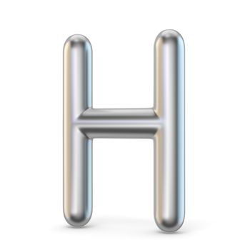 Metal alphabet symbol. Letter H 3D render illustration isolated on white background