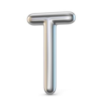 Metal alphabet symbol. Letter T 3D render illustration isolated on white background