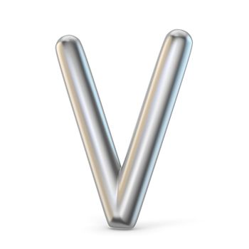 Metal alphabet symbol. Letter V 3D render illustration isolated on white background