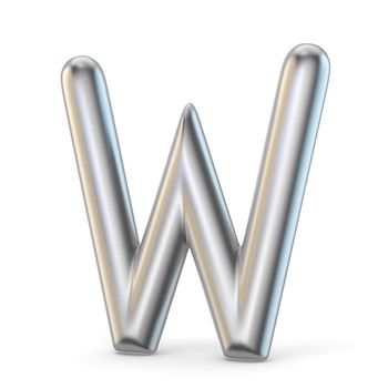Metal alphabet symbol. Letter W 3D render illustration isolated on white background