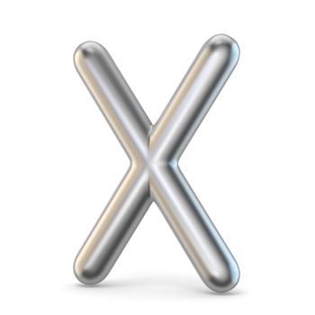 Metal alphabet symbol. Letter X 3D render illustration isolated on white background