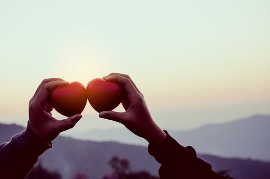hands holding heart in shape of love