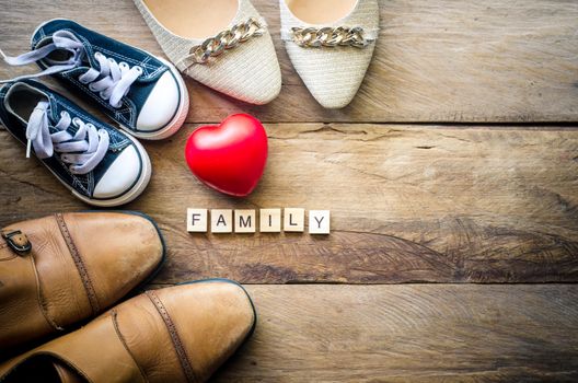 Heart shoes for family. For the love of a family whose parents show warmth and care.