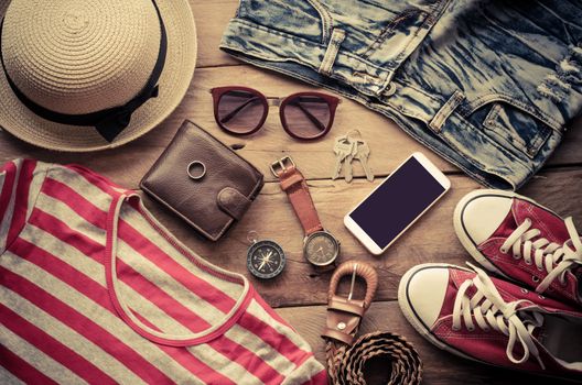 Accessories and costume Tourism casual lifestyle.
