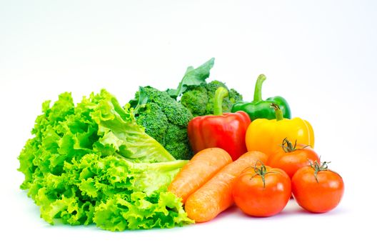 Colorful variety of vegetables for a healthy diet on a white background