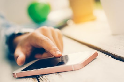 Businessman working with for smartphone 