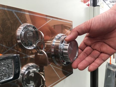 Open hands with safety box.
