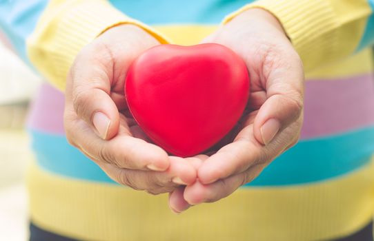 Hands women giving red heart