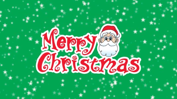 Merry Christmas12 Santa Head looking over Christmas Type on white background