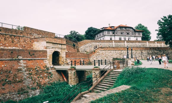 Belgrade, Serbia - 07/17/2018.  Belgrade Fortress in a cloudy summer day