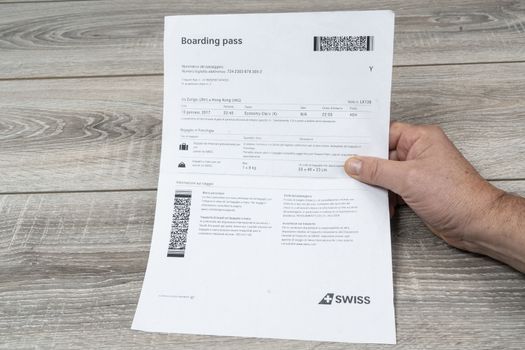 Swiss Airlines boarding pass 