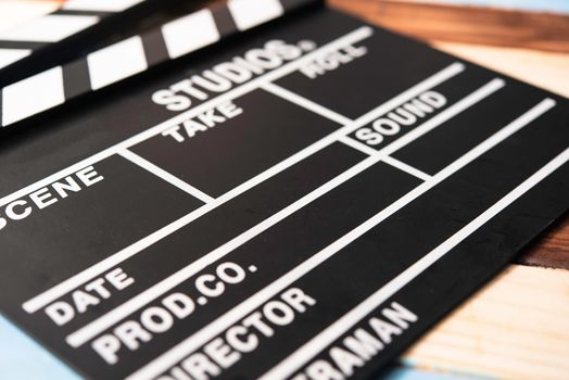 Slate for cut film placed on wooden floor.