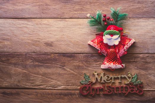 Decorations for Christmas celebrations are placed on wooden floors 