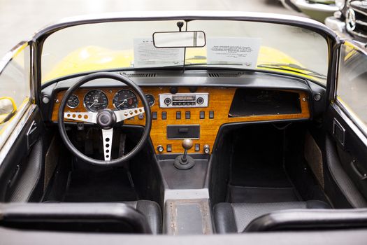 Interior of the classic retro vehicle  antique vintage collection car