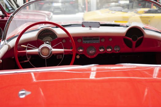 Interior of the classic retro vehicle  antique vintage collection car