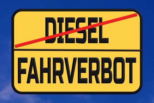 Driving traffic signs for diesel cars in Germany. Diesel Interdiction symbol