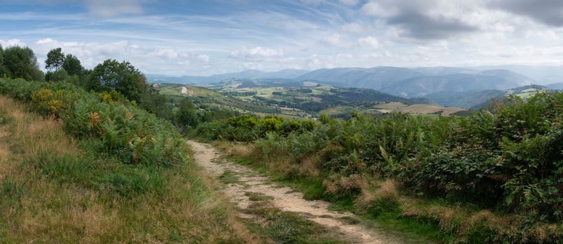 Panoramic landscape along the Camino de Santiago trail between Grandas de Salime and Fonsagrada, Asturias, Spain