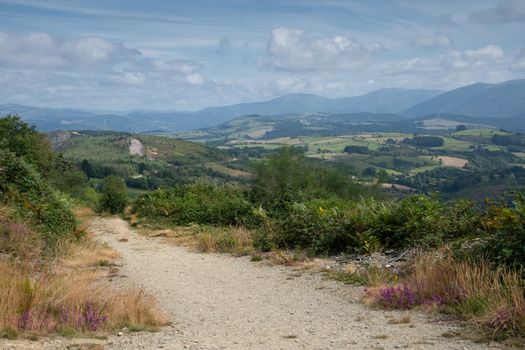 Panoramic landscape along the Camino de Santiago trail between Grandas de Salime and Fonsagrada, Asturias, Spain