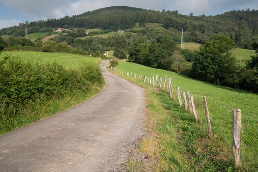 Camino de Santiago trail between Grado and Salas, Asturias, Spain