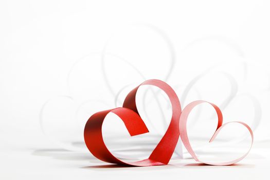 Red and white paper hearts composition, Valentines day concept