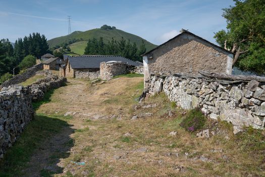 Small village in the mountains of Asturias, Camino de Santiago trail, Spain