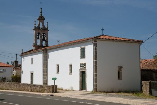 Panoramic image of the church of Boente, Camino de Santiago trail, Galicia, Spain