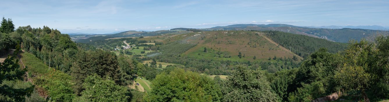 Panoramic landscape along the Camino de Santiago trail between Grandas de Salime and Fonsagrada, Galicia, Spain