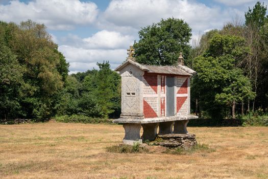 Traditional granary alongside the Camino de Santiago trail, Galicia, Spain