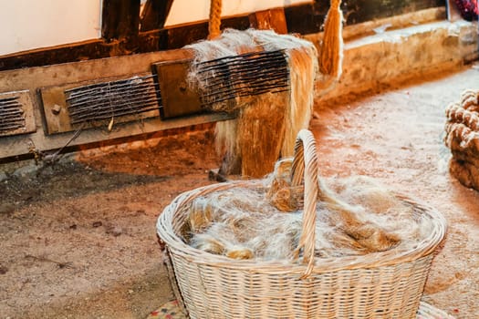 Sealing seal hemp, hemp braid in a basket.