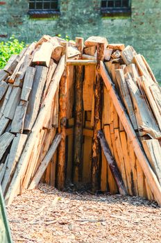 Conically stacked firewood for the production of charcoal a so-called
Charcoal meiler