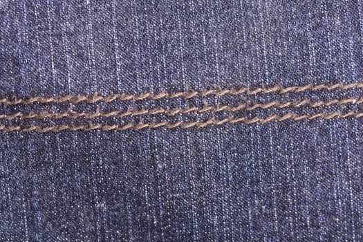 Dark blue jeans close up, denim cloth texture background